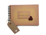 A5 rustic roses memory book - scrapbook photo album burgundy or recycled Kraft card pages
