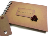 A5 rustic roses memory book - scrapbook photo album burgundy or recycled Kraft card pages