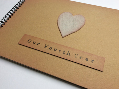 4th anniversary gift for husband, our fourth year anniversary scrapbook album, linen wedding anniversary gifts for wife