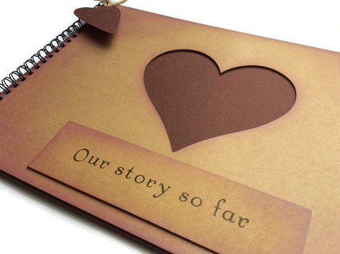 Rustic scrapbook memory book photo album/Our story so far/A4 kraft scrapbook/boyfriend gift/girlfriend gift/present