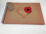 Remembering, rustic poppy memory book, remembrance scrapbook album