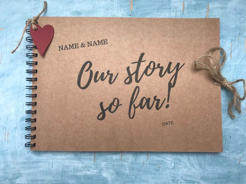 Our story so far scrapbook album, Personalised Long distance relationship gift for a boyfriend, custom girlfriend gift photo album