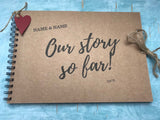 Our story so far scrapbook album, Personalised Long distance relationship gift for a boyfriend, custom girlfriend gift photo album