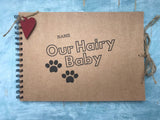 personalised dog scrapbook album, our hairy baby family pet memory book, personalized pet photo album