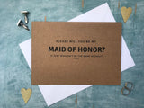 Flower girl proposal card, personalised custom will you be my bridesmaid maid of honor groomsman best man rustic kraft greeting