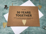 personalised or custom 50th wedding anniversary card for 50 years together - Golden wedding anniversary card