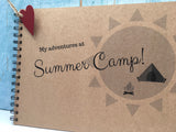 personalised adventures at summer camp scrapbook album, custom gift for a girl or boy scout camper