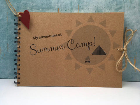 personalised adventures at summer camp scrapbook album, custom gift for a girl or boy scout camper