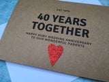personalised or custom 40th wedding anniversary card for 40 years together - Ruby wedding anniversary card