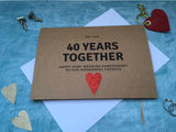 personalised or custom 40th wedding anniversary card for 40 years together - Ruby wedding anniversary card