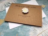 Condolence card 'Thinking of you' with white paper flower