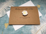 Condolence card 'Thinking of you' with white paper flower