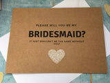 Personalised will you be my Bridesmaid or maid of honor proposal card
