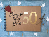 50th birthday gift for women, cheers to fifty years personalised scrapbook album, birthday guest books