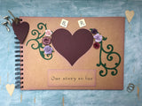 custom scrapbook for a couple, our story so far photo album, personalized wedding gift, love scrapbook