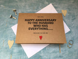any year funny wedding anniversary card anniversary gift card for a wife husband for the husband who has everything