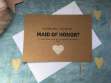 Personalised will you be my Bridesmaid or maid of honor proposal card