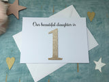 Handmade birthday card with rose gold glitter age number