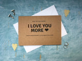 custom anniversary card for wife, Just so you know I love you more, kraft card rustic anniversary card for husband