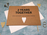 personalised or custom 2nd wedding anniversary card with white cotton heart for 2 years together - cotton wedding anniversary card
