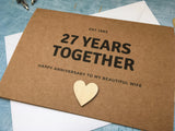 personalised 27th anniversary card, wedding anniversary card 27 years together, est 1995 married 27 years