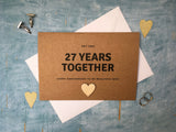 personalised or custom 27th wedding anniversary card for 27 years together