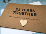 personalised or custom 31st anniversary card - 31 years together