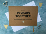 15th anniversary card, crystal anniversary card for 15 years together, 15th wedding anniversary card for wife est 2007