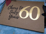 Personalised 60th birthday gift, cheers to sixty years custom scrapbook album, personalized 60th birthday guest book