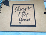 50th birthday gift for husband, cheers to fifty years personalised scrapbook album, 50th birthday party guest book or photo booth book