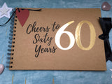 Personalised 60th birthday gift, cheers to sixty years custom scrapbook album, personalized 60th birthday guest book