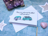 custom or personalised blue retro Campervan retirement card - may your retirement be filled with adventure