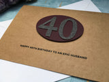 personalised handmade 40th birthday card with black glitter numbers