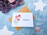 Set of 4 mini thank you notecards with floral or wildlife illustrations of otter & hares