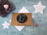 handmade 17th birthday card with black glitter numbers