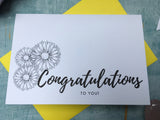 Sunflower Congratulations card with yellow envelope