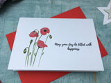 Personalised or custom watercolour red poppy card -  birthday or thinking of you card