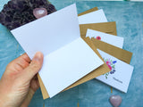 Set of 4 mini thank you notecards with floral or wildlife illustrations of otter & hares