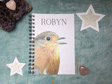 personalized notebook, personalised sketchbook, personalised journal, Robin gift, best friend gift, leaving gift retirement