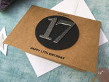 handmade 17th birthday card with black glitter numbers