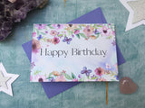 Pretty printed watercolour Floral happy birthday card