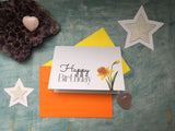 Personalised printed daffodil birthday card