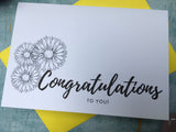 Sunflower Congratulations card with yellow envelope