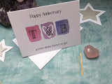 Personalised pastel watercolour printed 4th anniversary card  - 4 years down forever to go with initials