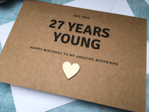 Personalised or custom 27th birthday card - 27 years young