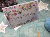 Pretty flowers & butterflies Happy birthday card