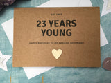 Personalised or custom 23rd birthday card - 23 years young