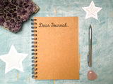 dear journal, blank journal, spiral notebook with plain white pages