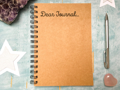 dear journal, blank journal, spiral notebook with plain white pages