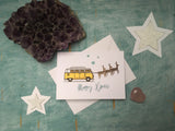 Camper van Christmas cards, yellow campervan Christmas cards, red Camper van Christmas cards set